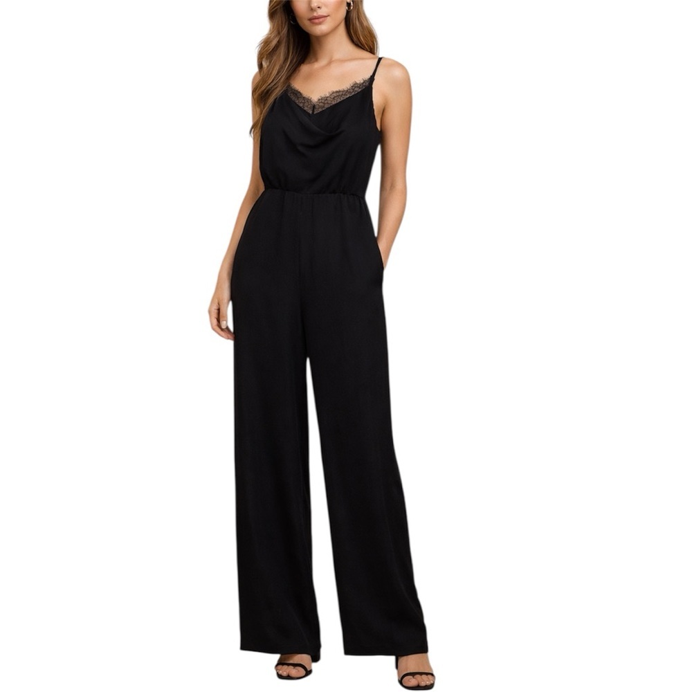 Express Black Satin Jumpsuit NWOT Size Small
